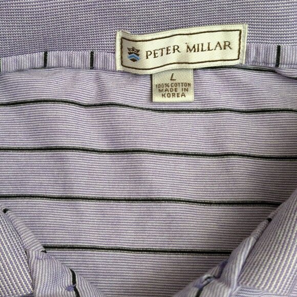 Peter Millar Men's Large Purple Striped Golf Polo Isleworth GC Course Logo Shirt - Picture 9 of 16